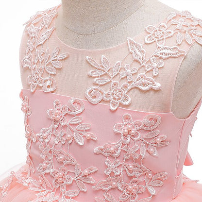 Party Color Sleeveless Dress Kids Solid Girls'