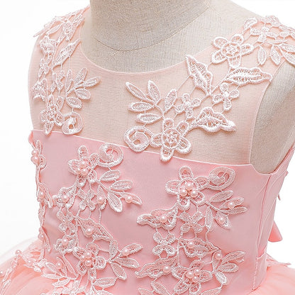 Sleeveless Color Kids Party Girls' Solid Dress