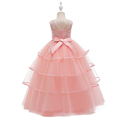 Party Color Sleeveless Dress Kids Solid Girls'