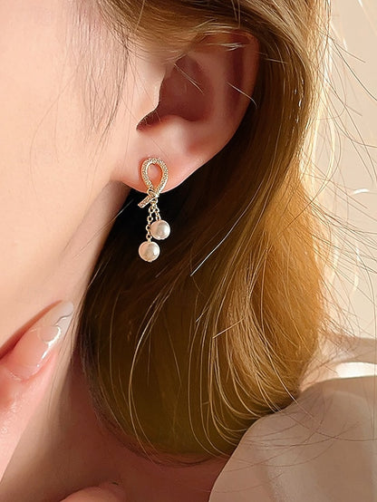 with earrings Women's imitation rhinestone pearl teardrop