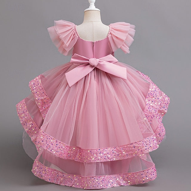 Dress Wedding Party Kids Sleeveless Girls' Special Sequin