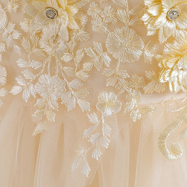 Sleeveless Party Kids Dress Girls' Colored Wedding Solid