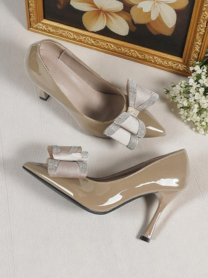 Toe Nude High Women's Heel - Leather Pumps Patent Pointed
