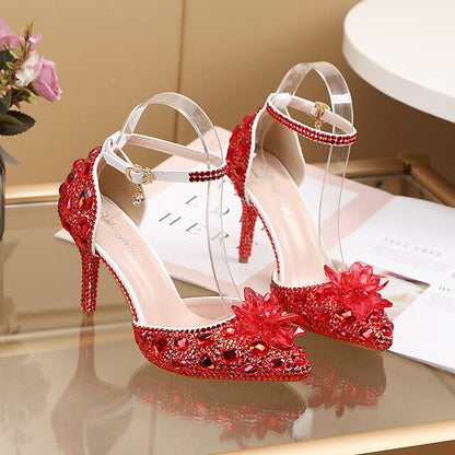 Sandals Heel Elegant Purple Rhinestone – Women's High
