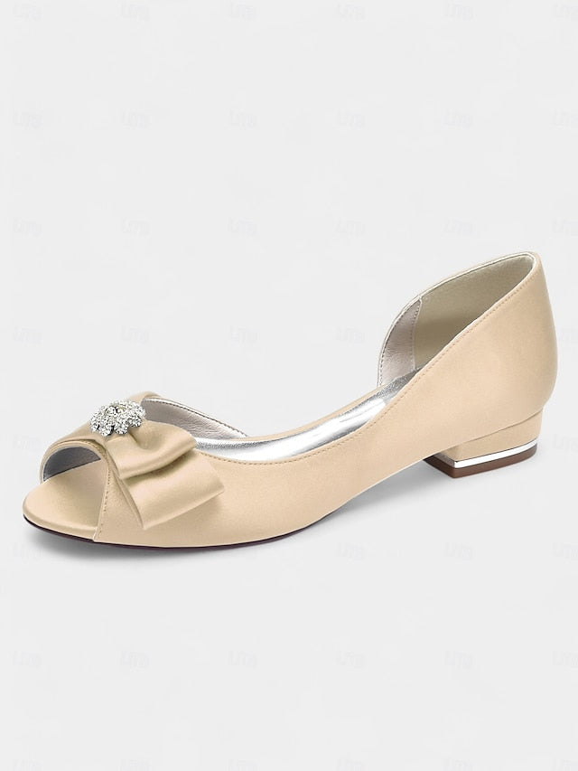 a in luxurious satin crafted Elegant with flats sparkling