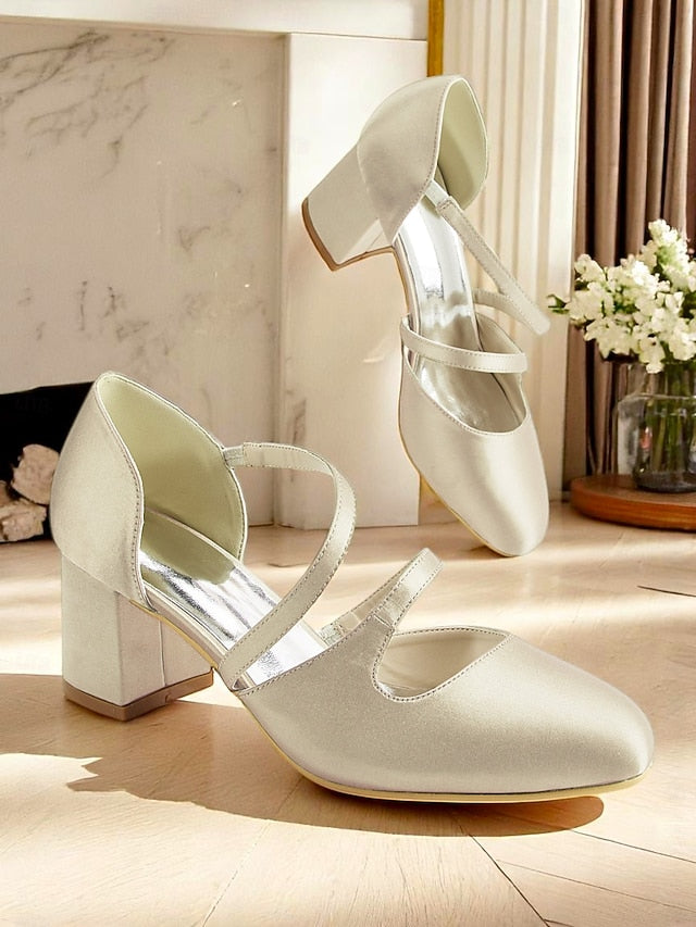 Green Women's Block Satin Elegant Heels 1950s – Jane Mary