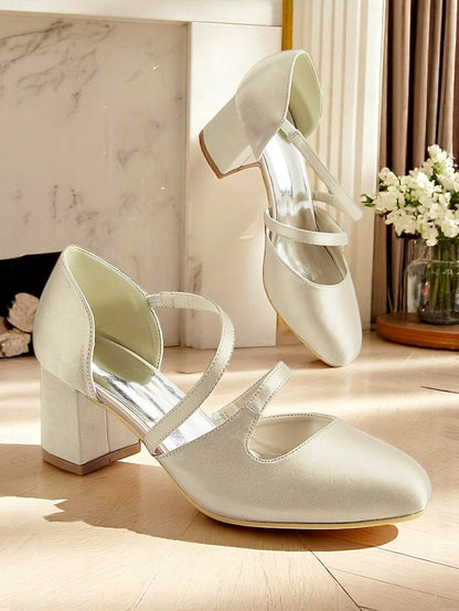 Green Women's Block Satin Elegant Heels 1950s – Jane Mary