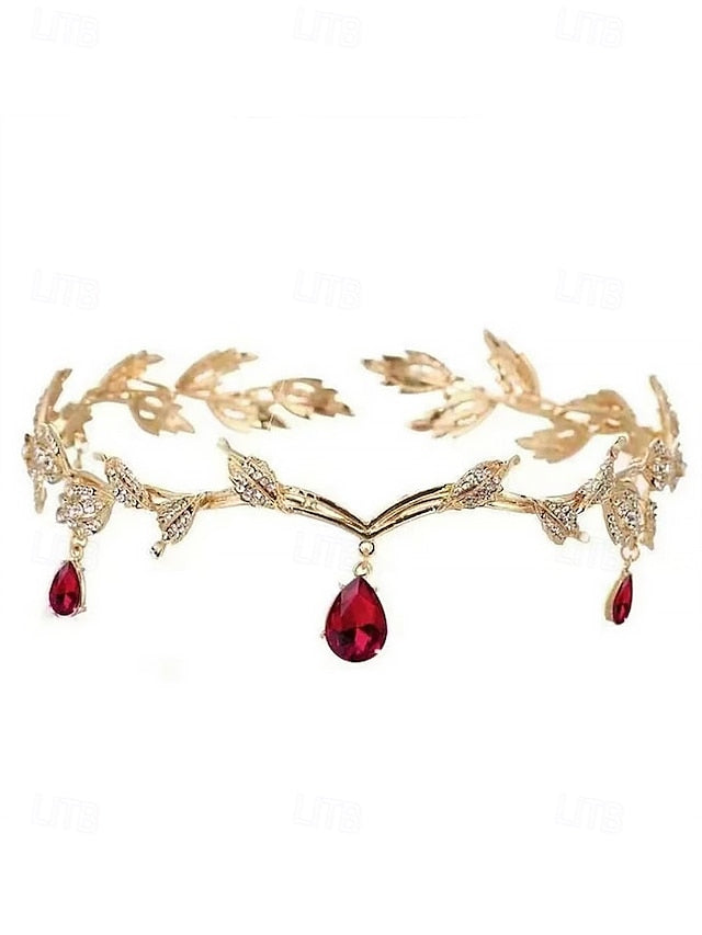 Leaf with Headpiece Gold Vintage Gemstone Blue – Drops