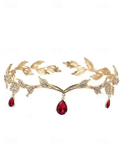 Leaf with Headpiece Gold Vintage Gemstone Blue – Drops