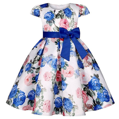 Kids Dress Floral Girls' Sleeve Short Party Flower