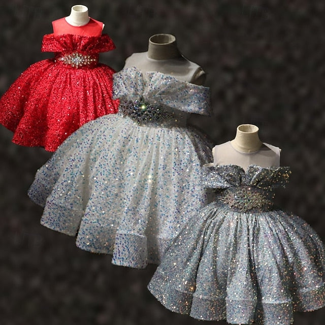 Dress Color Party Sleeve Kids Short Girls' Solid