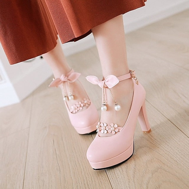 White Jane �?Platform Heels Girls' Elegant Mary Wedding
