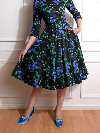 Rhinestone Satin Blue with Kitten Women's Heels