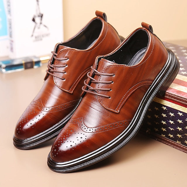 Shoes Faux Brogue Classic – Brown Leather Men's