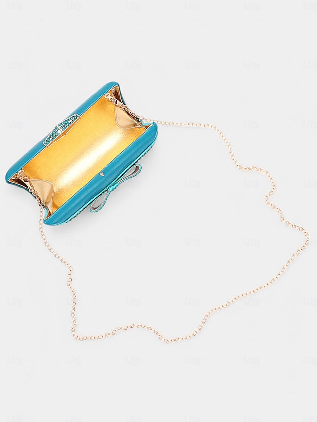 Clutch Matching with Gold Bow – Sandals Rhinestone Flat