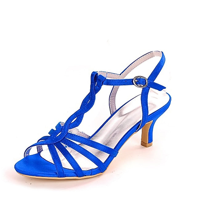 Purple Elegant – Strappy Satin Sandals Mid-Heel Women's