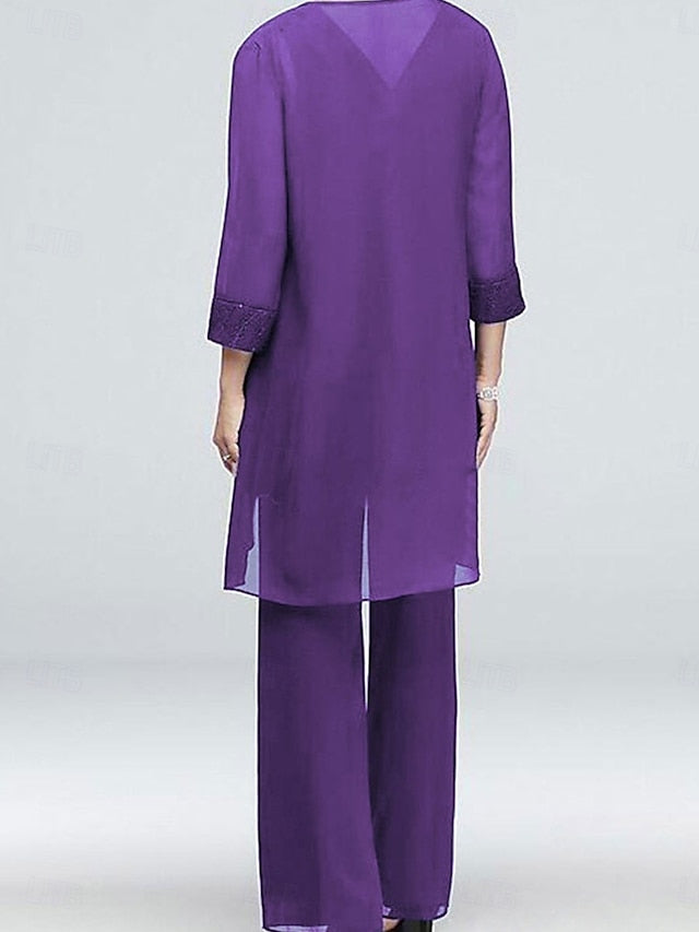 Dress Elegant Mother Bride of Piece Neck Vintage 3 the Crew