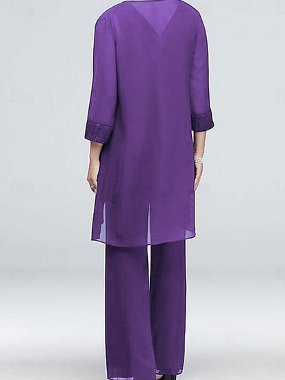 Dress Elegant Mother Bride of Piece Neck Vintage 3 the Crew