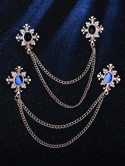 Gem Vintage Double – Brooch Blue Collar Elegant Chain