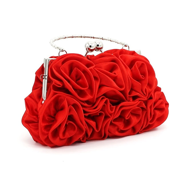 Vintage – Rose Elegant Bag Clutch Red Evening Design Floral