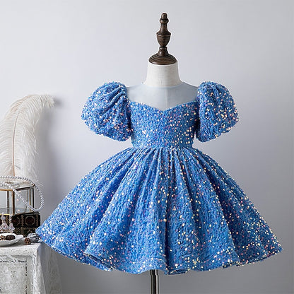 Sleeve Spring Summer Dress Short 3D colour Girls' Wedding