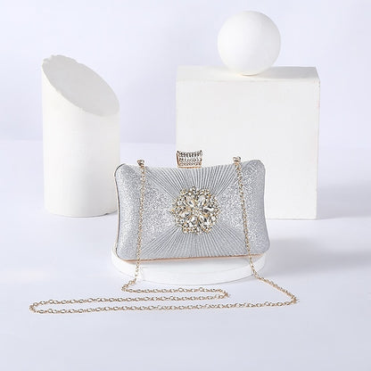 Rhinestone Chain Elegant Women's with Clutch Gold Strap Bag