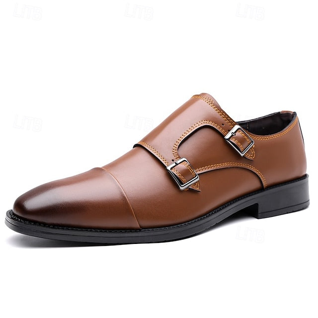 Double Elegant Shoes Monk Leather Strap Men's –