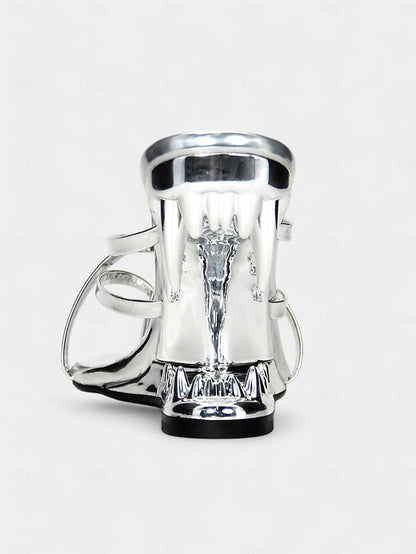 Gold Flat Unique Sculpted Sandals Design with Metallic - Heel