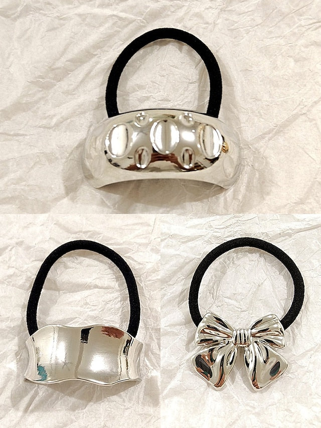 Women's Hair Elastic Scrunchies Band Tone - with Gold