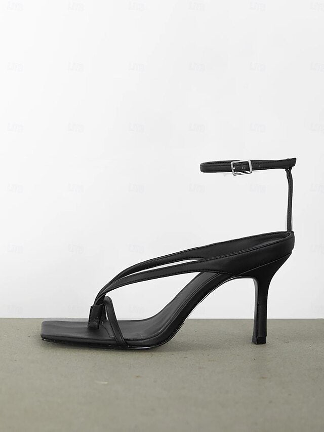 Stiletto Strappy – White Sandals Women's Elegant