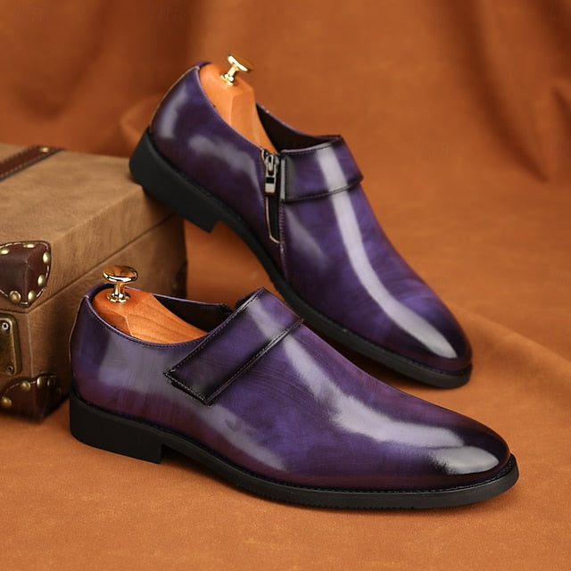 Business Shoes Brown Loafers Slip-On Leather Men's