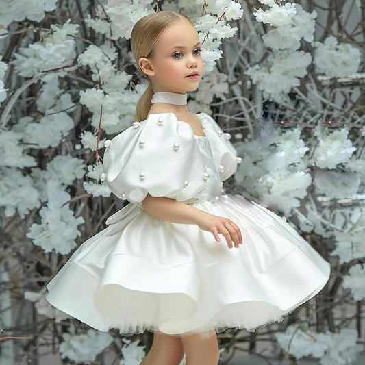 Solid Kids Color Dress Girl Flower Girls'