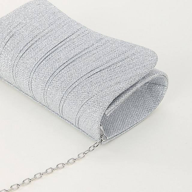 Silver Clutch – Purse Elegant Glitter Women's Evening