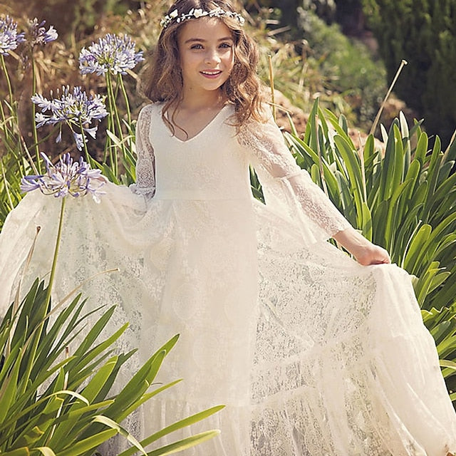Lace Formal Dress Flower Kid's Girls' Girl