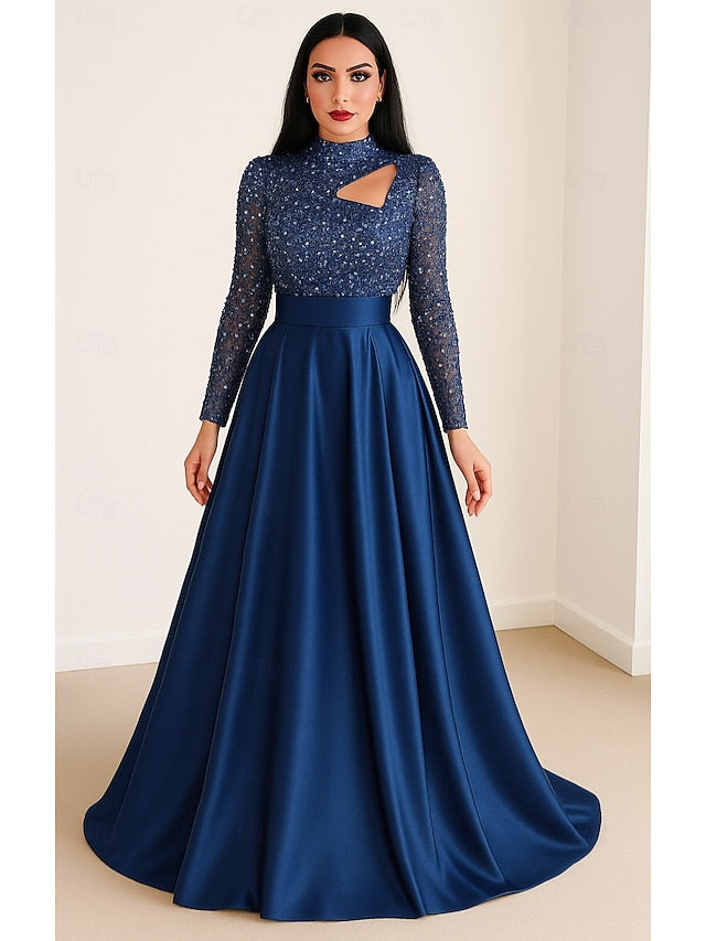 Formal Dress Carnival Sequined Black Evening A-Line Elegant Gown