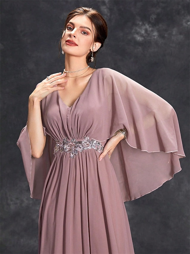 Mother Bride V the Dress Elegant Floor Party Neck of