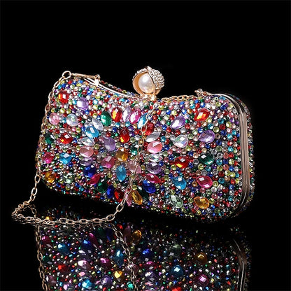 Luxury Evening Women's – Multicolor Clutch Crystal