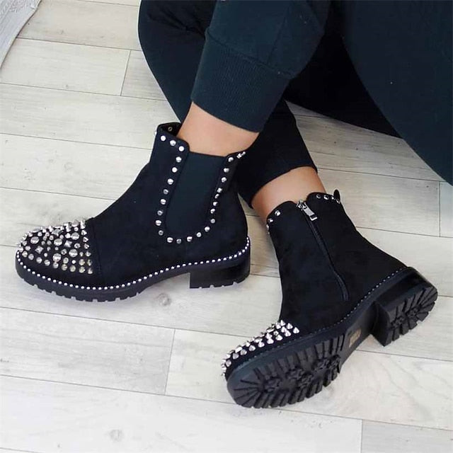 Ankle Chelsea Studded Black – Chunky Boots Sole Women for