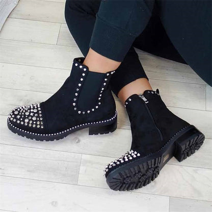 Ankle Chelsea Studded Black – Chunky Boots Sole Women for