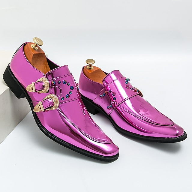 Shoes Buckle Fashion Men's Loafers – Pink Metallic