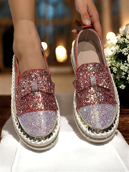 Women Loafers Slip-On for Glittery – Sparkling Rhinestone
