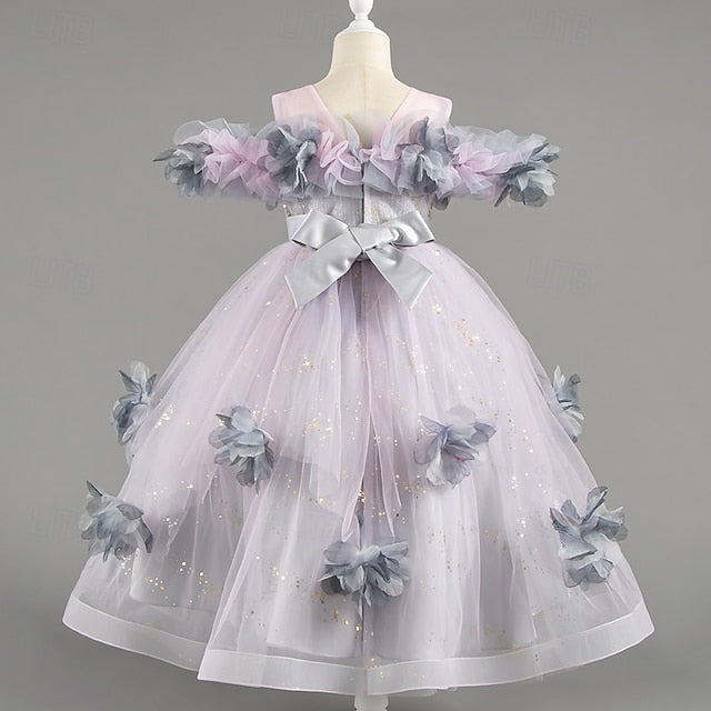 Wedding Flower Short Sleeve Girls' Party Special Kids Dress