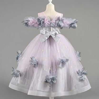 Wedding Flower Short Sleeve Girls' Party Special Kids Dress