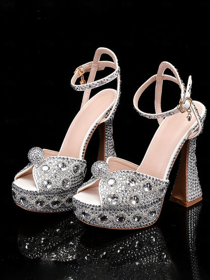 with Sandals Platform Crystal-Embellished Women's Glamorous