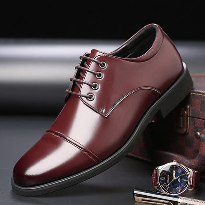Leather Patent Shoes Men's Lace-Up with Black Oxford