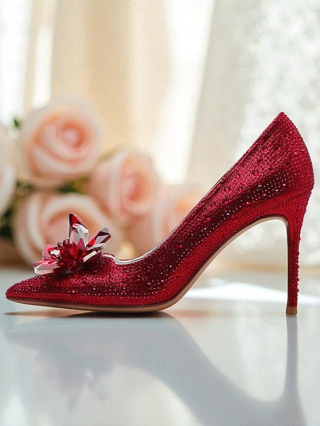 Women's Gold - High Embellished Heel Pumps Sparkly Crystal