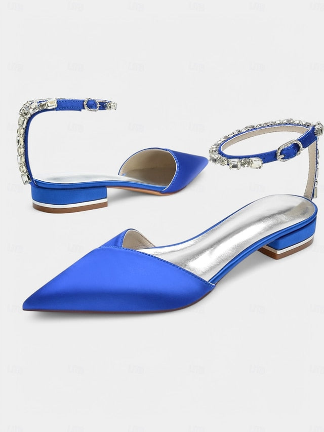 Shoes – Wedding Satin Black with Strap Crystal-Ankle Chic