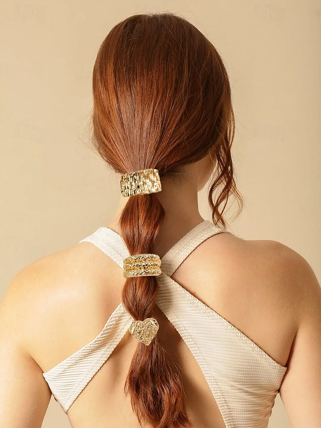 Women's Hair Elastic Scrunchies Band Tone - with Gold