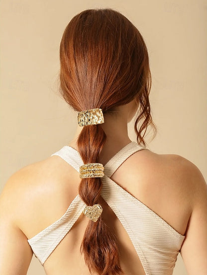 Women's Hair Elastic Scrunchies Band Tone - with Gold