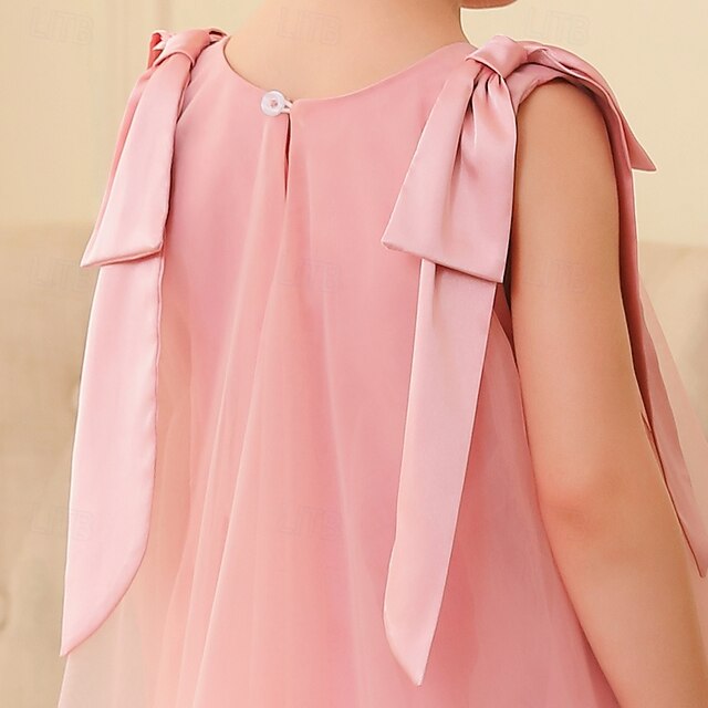 Girls' Color Sleeveless Party Dress Solid Floral Kids